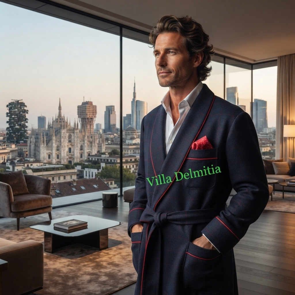 VESTAGLIA UOMO 5% CASHMERE-95% LANA CON PROFILO E FODERA BEMBERG ALLE SPALLE