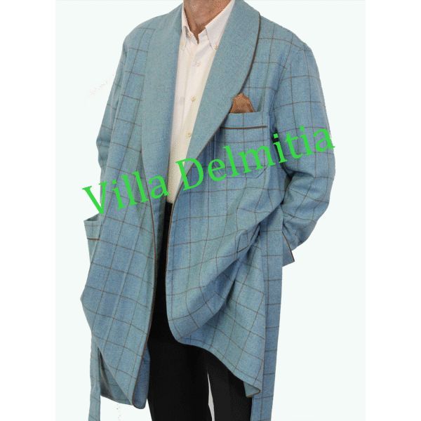 VESTAGLIA CLASSICA DA UOMO 5% CASHMERE - 95% LANA CON PROFILO E CONTRASTI IN CASHMERE-LANA UNITO