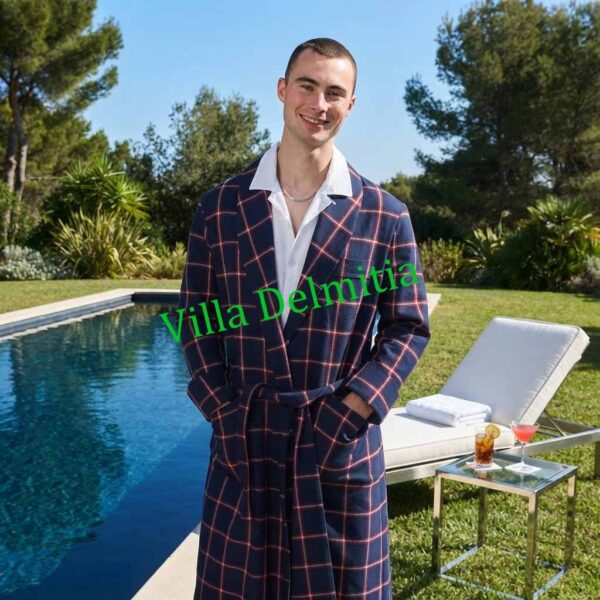 CLASSIC DRESSING GOWN FOR MAN IN 100% WOVEN COTTON