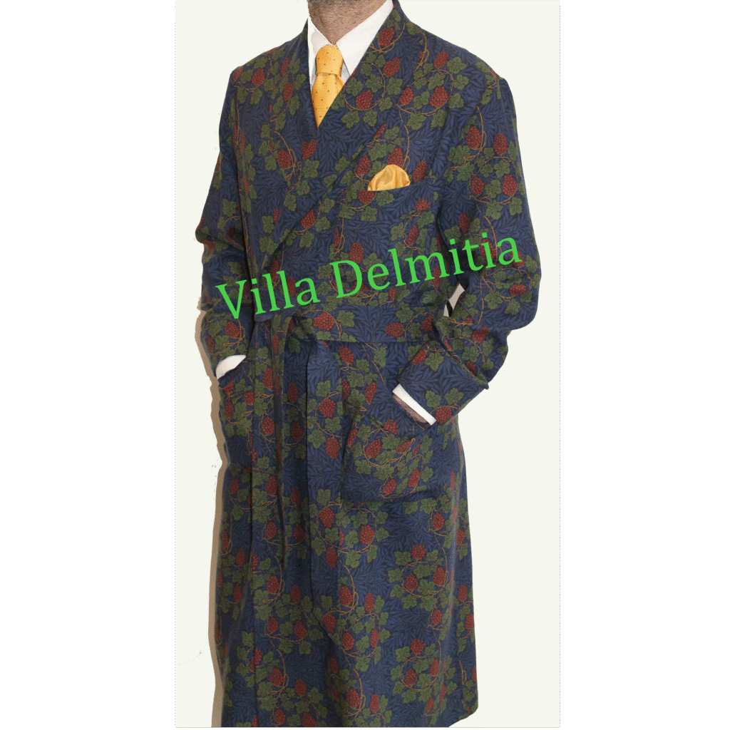 ROBE DE CHAMBRE CLASSIQUE POUR HOMME EN 100% LAINE IMPRIMÉE ITALIENNE