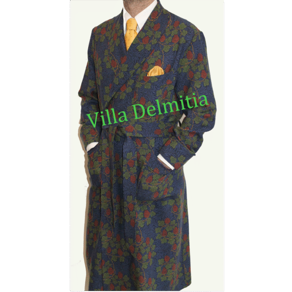 ROBE DE CHAMBRE CLASSIQUE POUR HOMME EN 100% LAINE IMPRIMÉE ITALIENNE