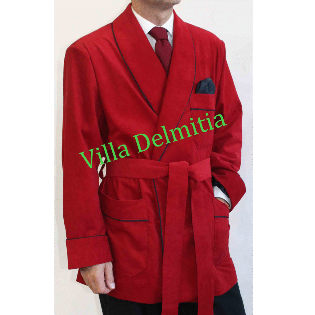 VESTE D'INTERIEUR POUR HOMME EN VELOURS COTELE' AVEC PASSEPOIL ET DOUBLURE