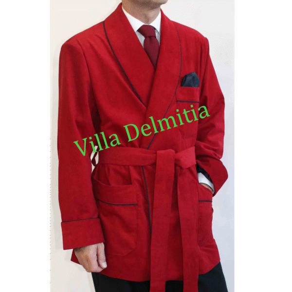 VESTE D'INTERIEUR POUR HOMME EN VELOURS COTELE' AVEC PASSEPOIL ET DOUBLURE