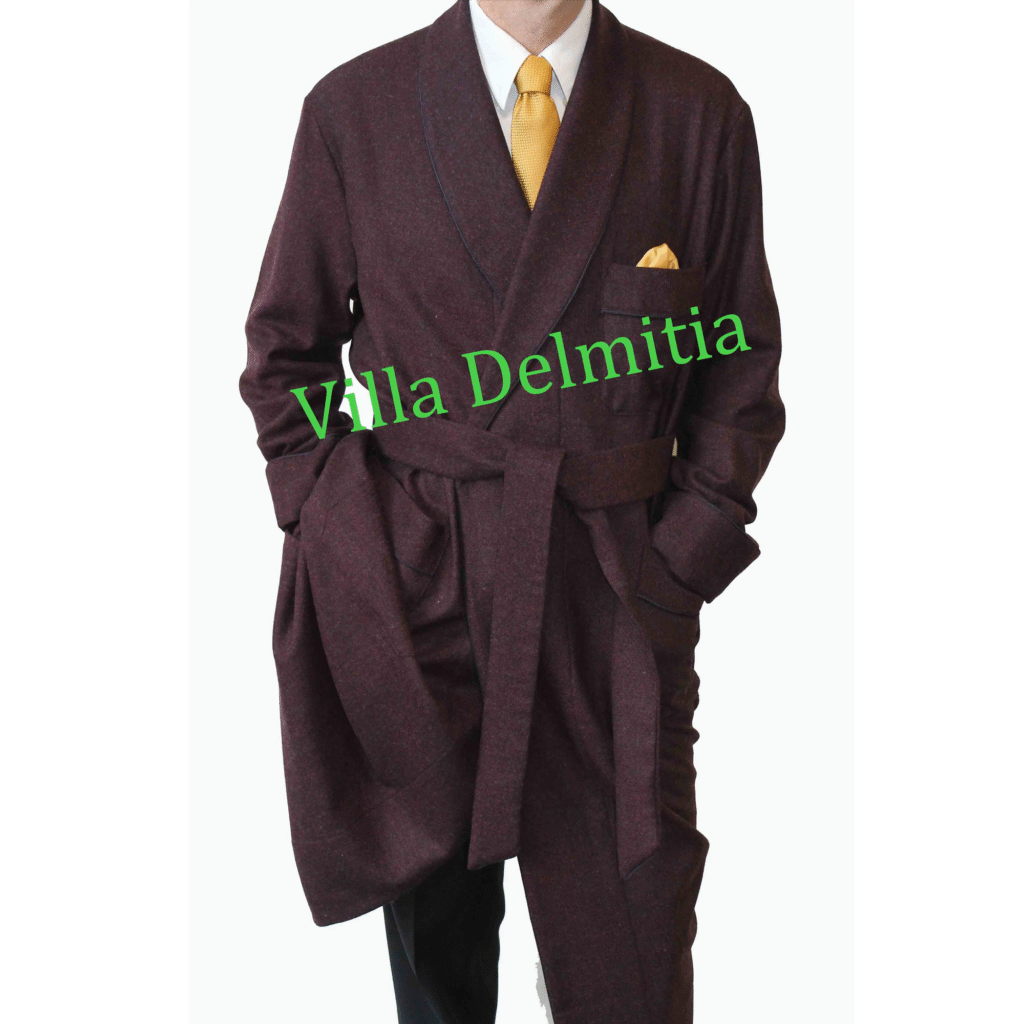 ROBE DE CHAMBRE POUR HOMME EN 80% LAINE/ 20% PA AVEC PASSEPOIL ET DEMI DOUBLURE