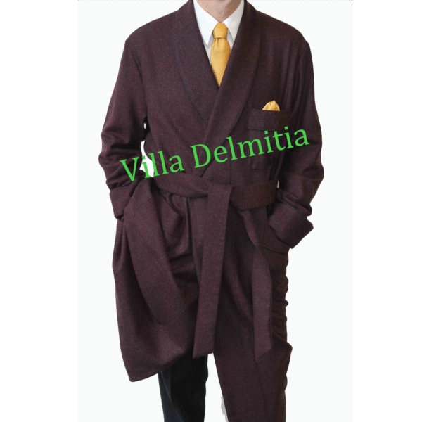 ROBE DE CHAMBRE POUR HOMME EN 80% LAINE/ 20% PA AVEC PASSEPOIL ET DEMI DOUBLURE