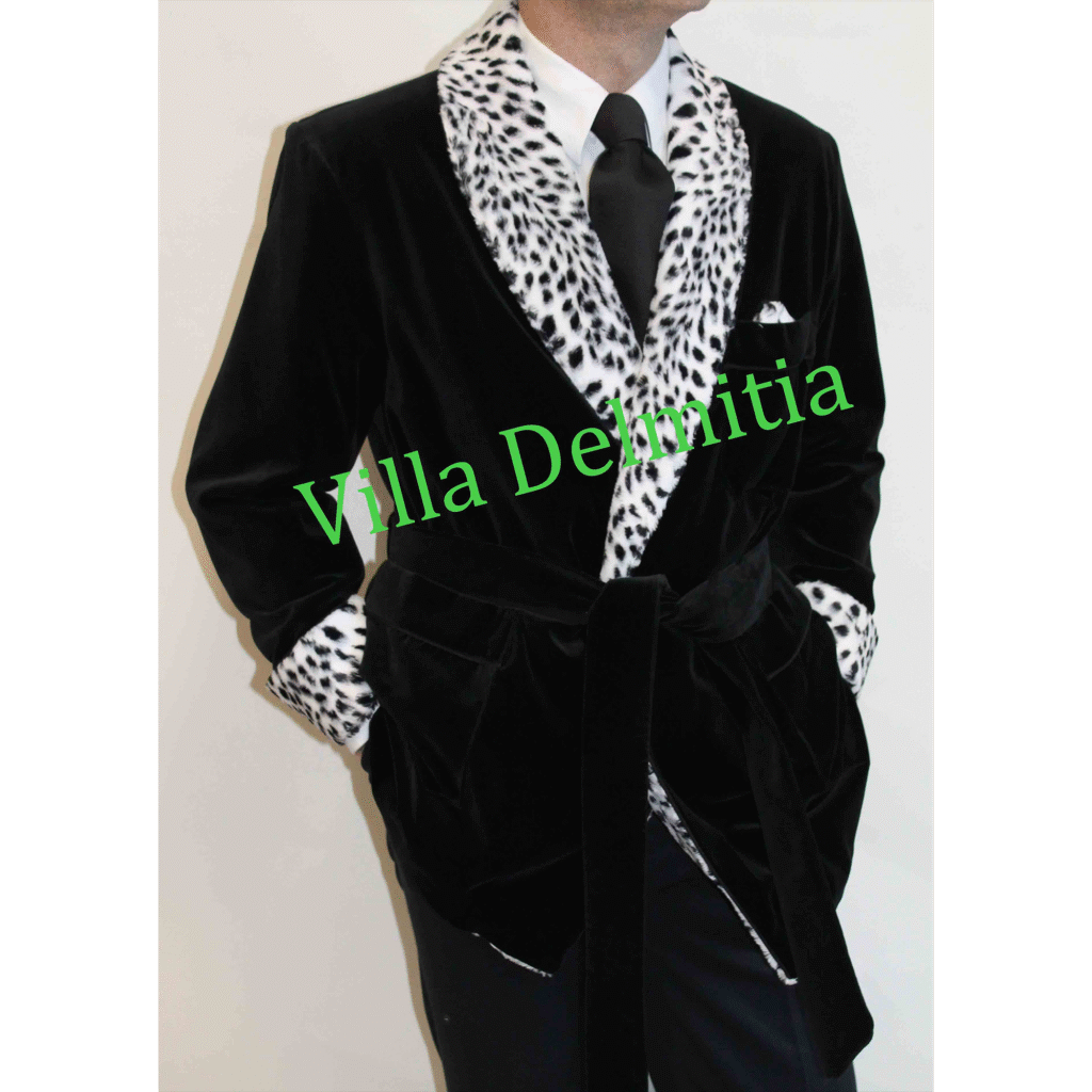 VESTE D'INTÉRIEUR CLASSIQUE POUR HOMME EN VELOURS DE COTON, AVEC CONTRASTES EN VELOURS DE COTON-VISCOSE-MODAL AVEC PASSEPOIL ET DOUBLURE ENTIÈRE BEMBERG