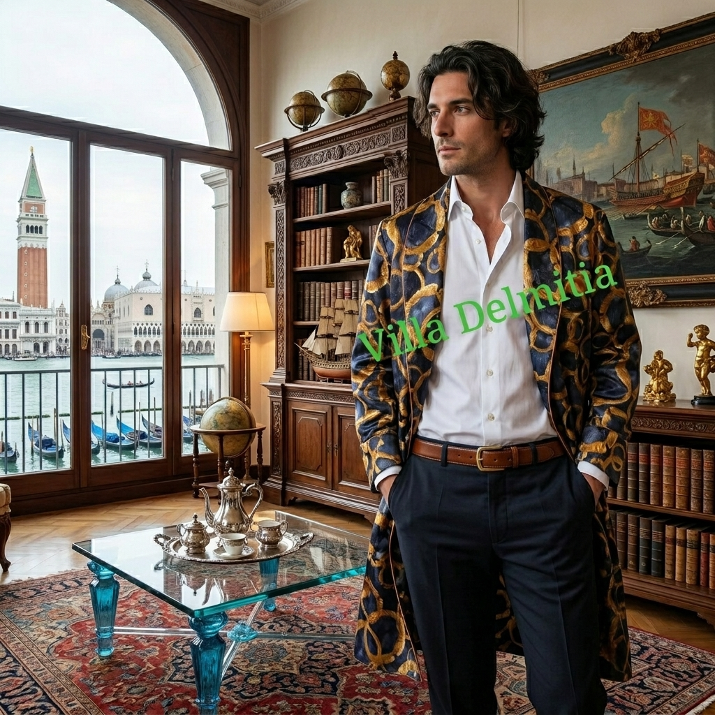 VESTAGLIA CLASSICA UOMO 100% SETA RASO STAMPATA CON PROFILO