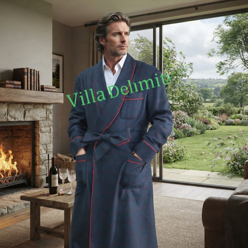 VESTAGLIA CLASSICA DA UOMO 5% CASHMERE-95% LANA CON PROFILO E FODERA BEMBERG INTERA