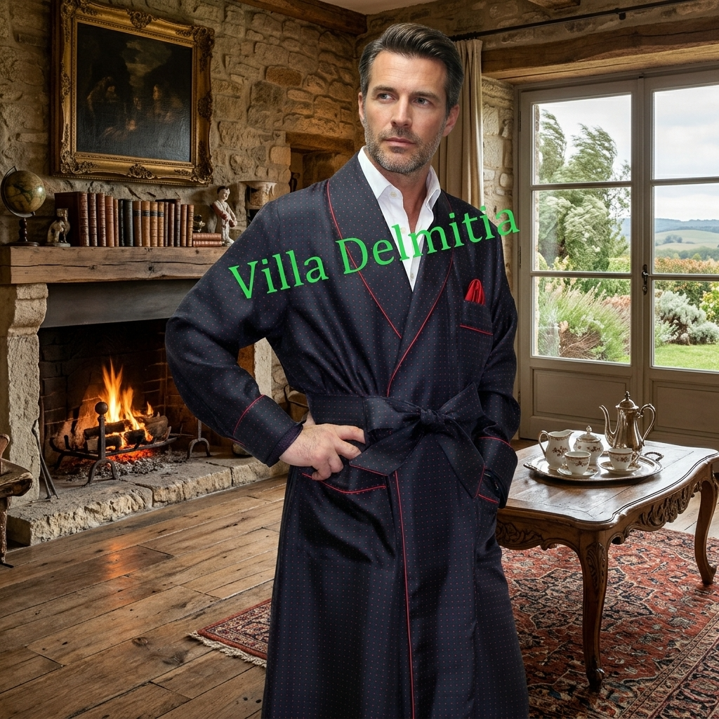 VESTAGLIA CLASSICA UOMO 100% SETA TWILL STAMPATA CON PROFILO