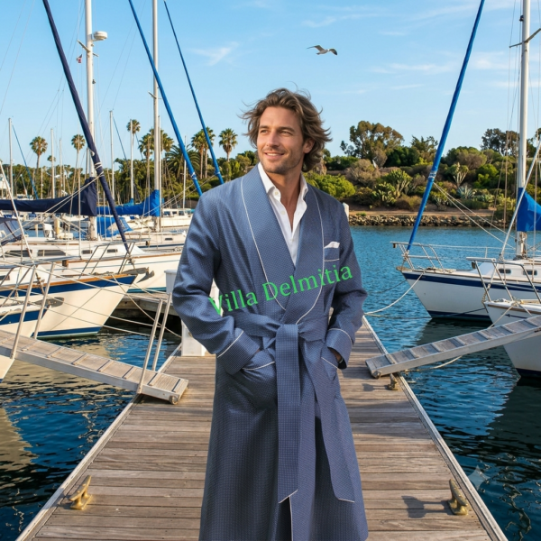 VESTAGLIA CLASSICA UOMO 100% SETA TWILL STAMPATA CON PROFILO