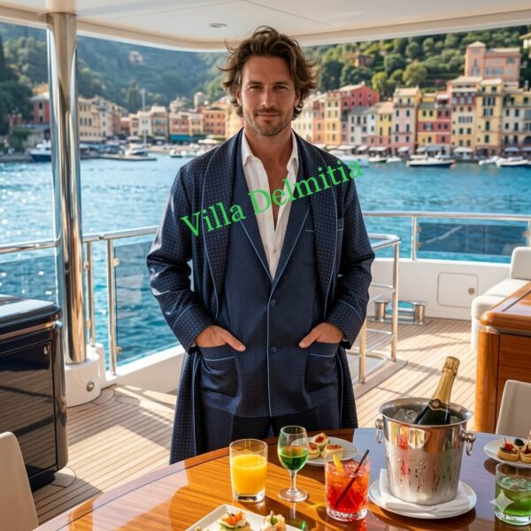 ROBE DE CHAMBRE CLASSIQUE POUR HOMME 100% SOIE TWILL IMPRIMÉE AVEC PASSEPOIL