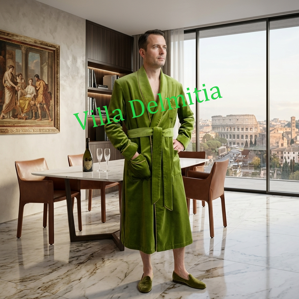 VESTAGLIA CLASSICA DA UOMO IN VELLUTO DI COTONE INTERAMENTE FODERATA IN BEMBERG CON PROFILO CORDONETTO