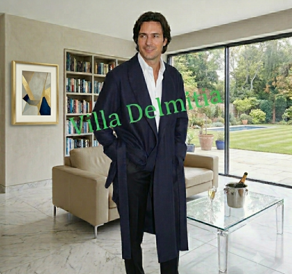 ROBE DE CHAMBRE POUR HOMME EN 5% CASHMERE 95% LAINE PEIGNÉE AVEC PASSEPOIL