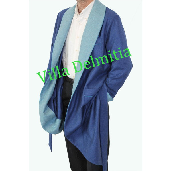 VESTAGLIA CLASSICA DA UOMO 5% CASHMERE - 95% LANA CON PROFILO E CONTRASTI IN CASHMERE-LANA UNITO