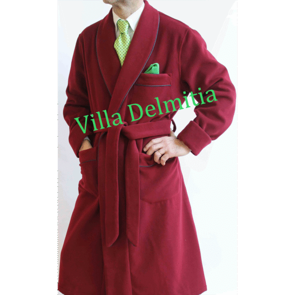 ROBE DE CHAMBRE POUR HOMME EN 5% CASHMERE - 95% LAINE,DOUBLEE EN BEMBERG SUR LES EPAULES AVEC PASSEPOIL