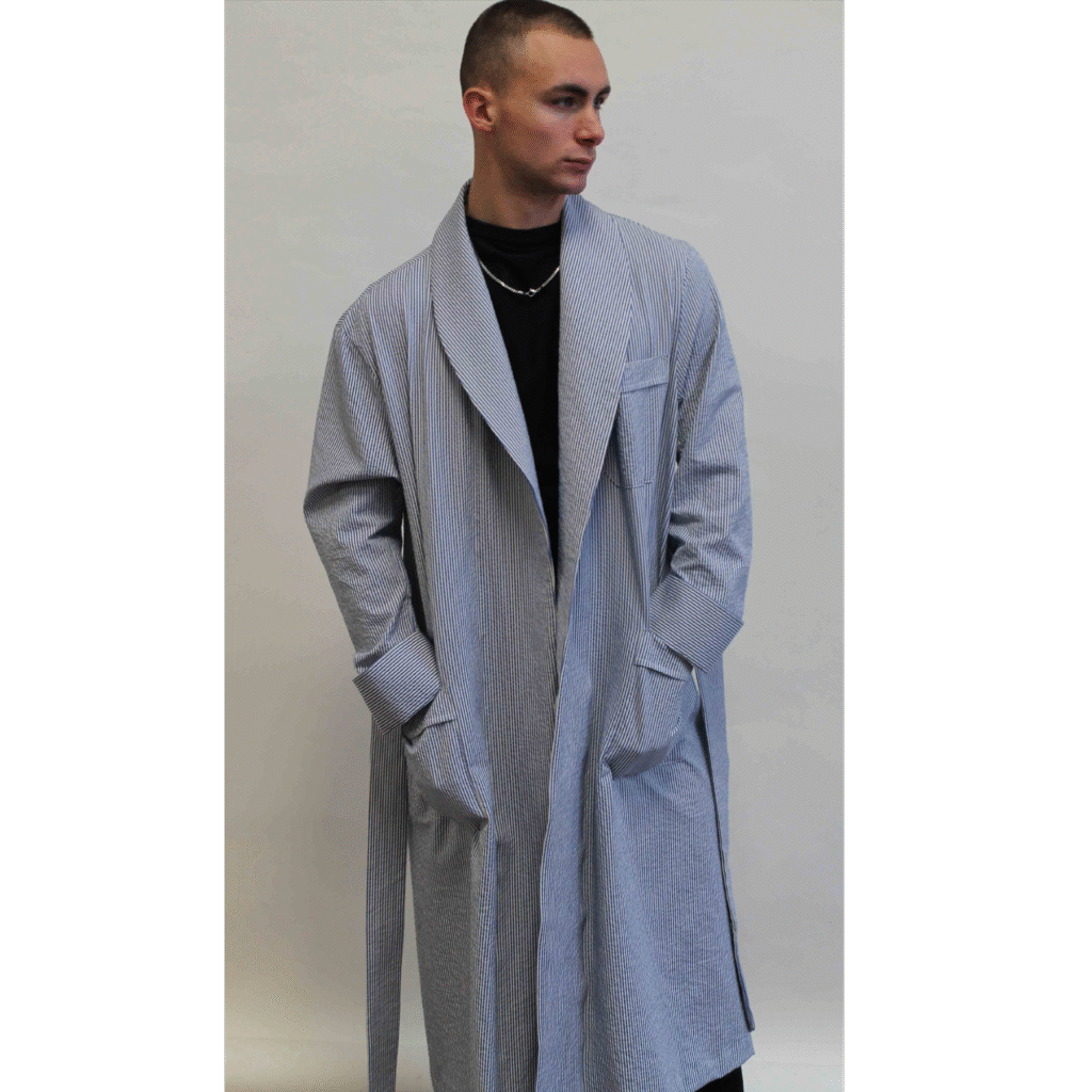ROBE DE CHAMBRE CLASSIQUE POUR HOMME EN 100% COTON SEERSUCKER