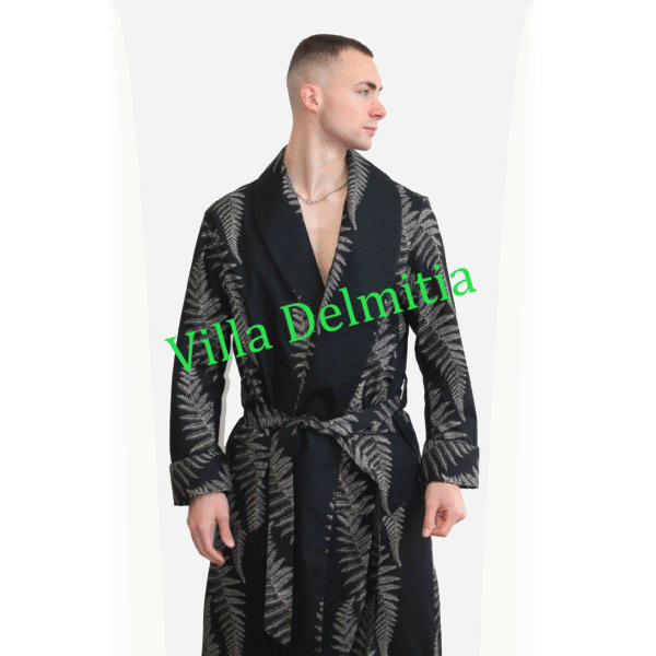 VESTAGLIA CLASSICA DA UOMO IN 100% COTONE STAMPATO CON PROFILO