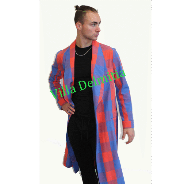 VESTAGLIA CLASSICA DA UOMO IN 100% COTONE TINTO IN FILO CON PROFILO