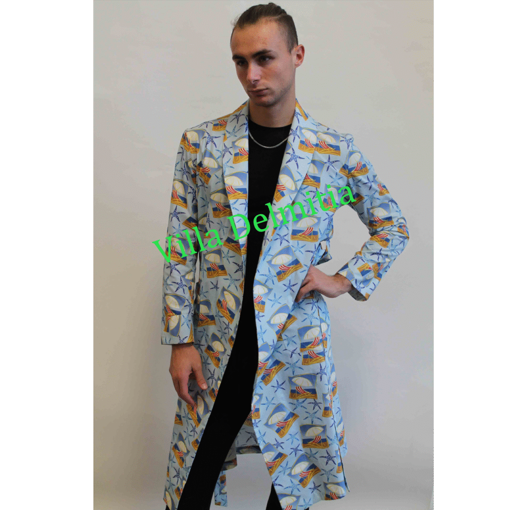 ROBE DE CHAMBRE CLASSIQUE POUR HOMME EN 100% COTON POPELINE IMPRIMÉ