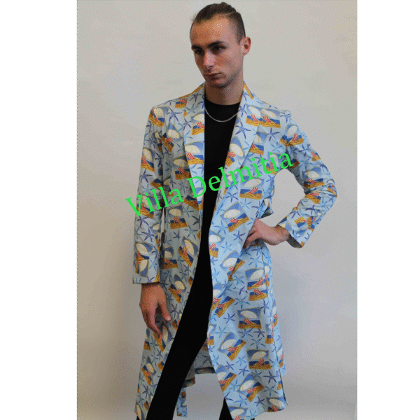 VESTAGLIA CLASSICA DA UOMO IN 100% COTONE POPELINE STAMPATO