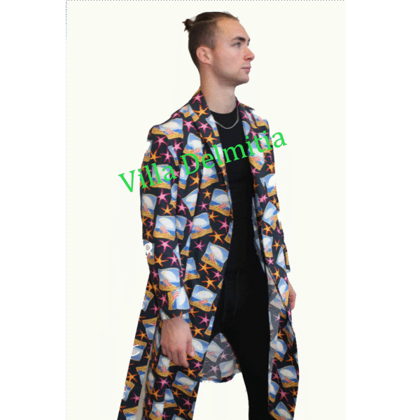 VESTAGLIA CLASSICA DA UOMO IN 100% COTONE POPELINE STAMPATO