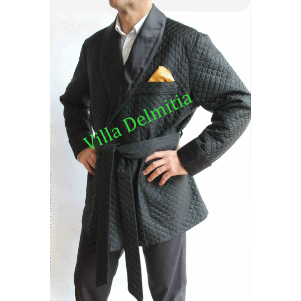 GIACCA DA CAMERA IN BEMBERG TRAPUNTATO CONTRASTI IN BEMBERG LISCIO, CON PROFILO CORDONETTO,FODERA INTERA BEMBERG