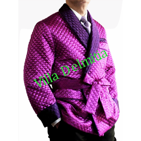 GIACCA DA CAMERA IN RASO DI SETA TRAPUNTATO CON CONTRASTI IN SETA RASO TRAPUNTATA