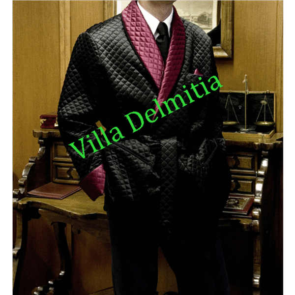 GIACCA DA CAMERA IN RASO DI SETA TRAPUNTATA CON CONTRASTI IN SETA RASO TRAPUNTATA