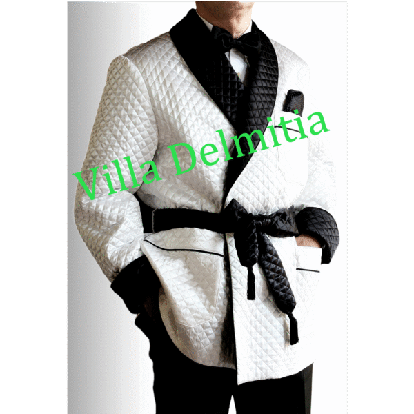 GIACCA DA CAMERA IN RASO DI SETA TRAPUNTATO CON CONTRASTI IN SETA RASO TRAPUNTATA