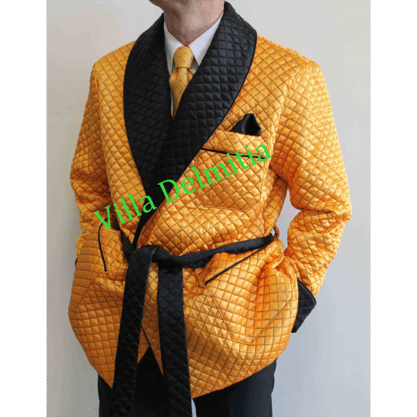 GIACCA DA CAMERA IN BEMBERG TRAPUNTATO CON CONTRASTO IN BEMBERG TRAPUNTATO CON PROFILO CORDONETTO E FODERA INTERA