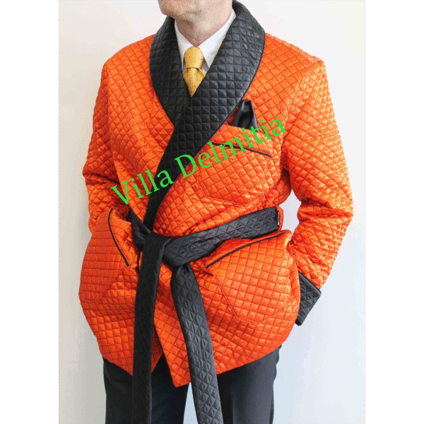 GIACCA DA CAMERA IN BEMBERG TRAPUNTATO CON CONTRASTO IN BEMBERG TRAPUNTATO CON PROFILO CORDONETTO E FODERA INTERA