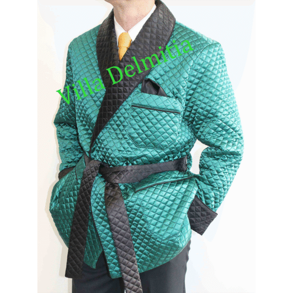 GIACCA DA CAMERA IN BEMBERG TRAPUNTATO CON CONTRASTO IN BEMBERG TRAPUNTATO CON PROFILO CORDONETTO E FODERA INTERA