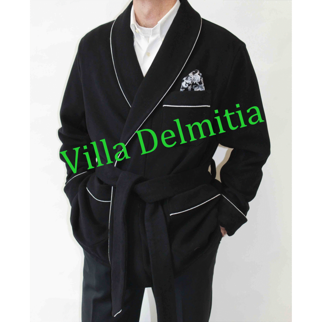 VESTE D'INTERIEUR CLASSIQUE POUR HOMME EN 5% CASHMERE - 95% LAINE ITALIENNE AVEC PASSEPOIL TORSADE ET DOUBLURE SUR LES EPAULES EN BEMBERG
