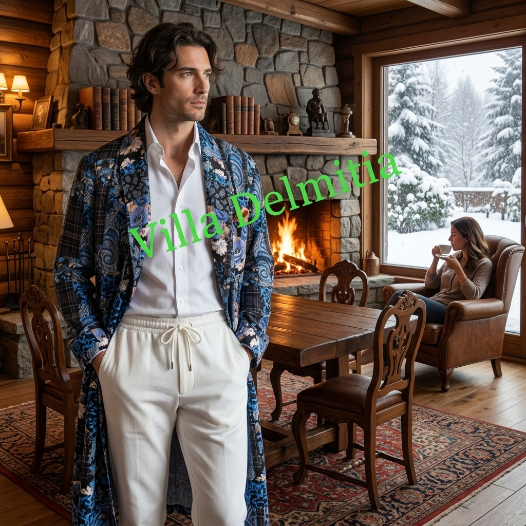 VESTAGLIA CLASSICA UOMO 100% SETA TWILL STAMPATA
