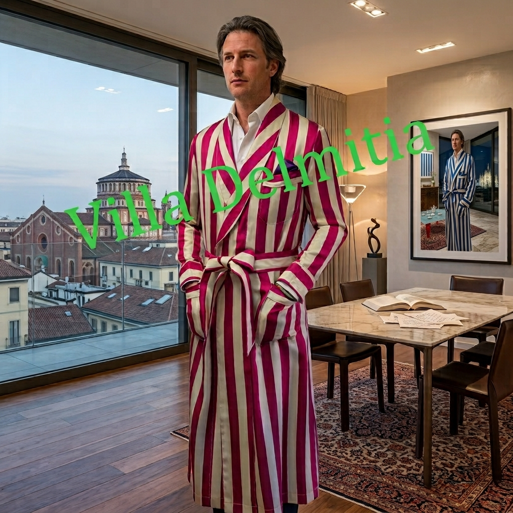 VESTAGLIA CLASSICA UOMO 100% SETA TWILL STAMPATA CON PROFILO