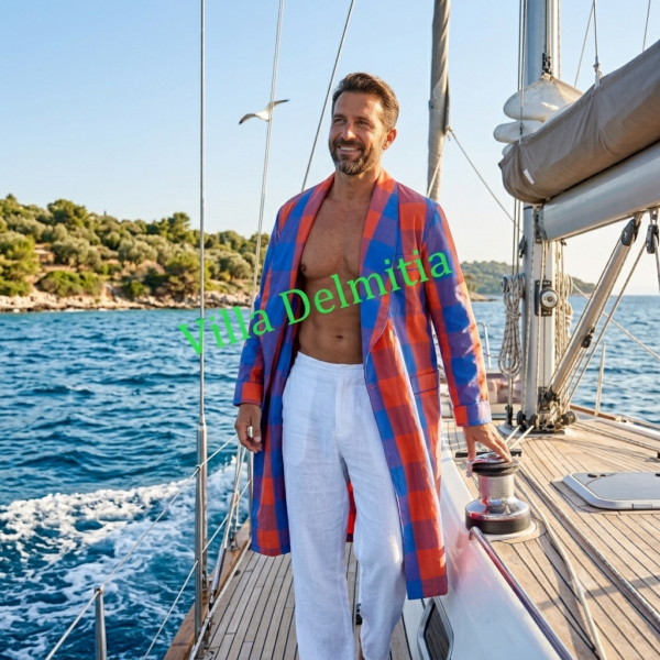 CLASSIC DRESSING GOWN FOR MAN IN 100% WOVEN COTTON WITH PIPING