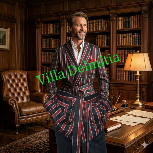 VESTE D'INTÉRIEUR CLASSIQUE POUR HOMME EN 100% LAINE PEIGNÉE ITALIENNE AVEC PASSEPOIL TORSADE ET DOUBLURE EN BEMBERG SUR LES ÉPAULES
