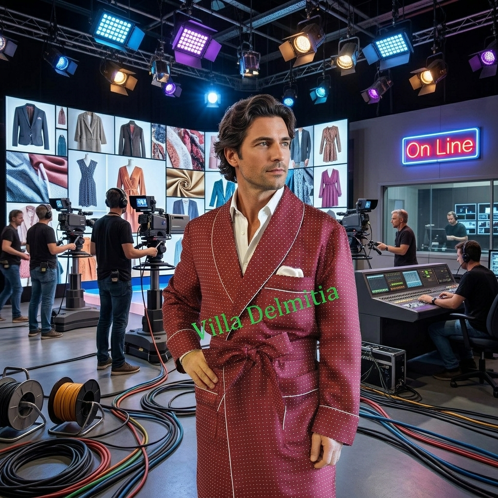 VESTAGLIA CLASSICA DA UOMO IN 100% SETA TWILL PROFILATA