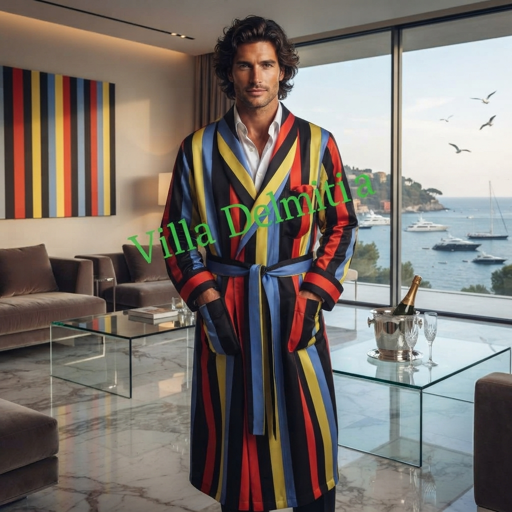 VESTAGLIA CLASSICA UOMO 100% SETA TWILL STAMPATA