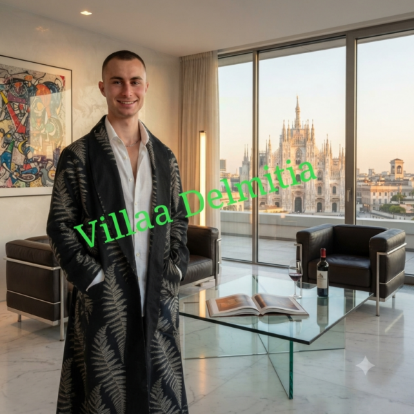 CLASSIC DRESSING GOWN FOR MAN IN 100% PRINTED COTTON WITH PIPING