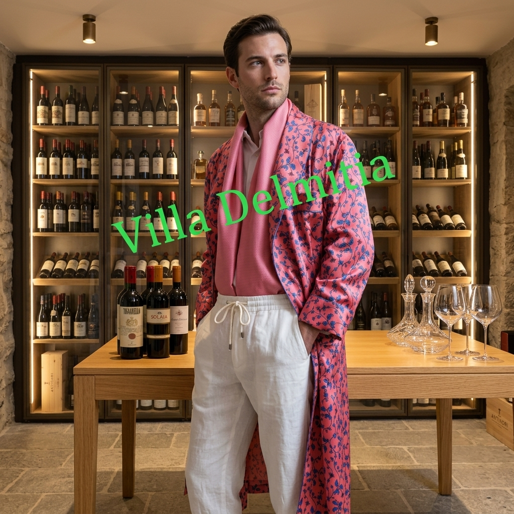 VESTAGLIA CLASSICA UOMO 100% SETA RASO STAMPATA CON PROFILO IN RASO