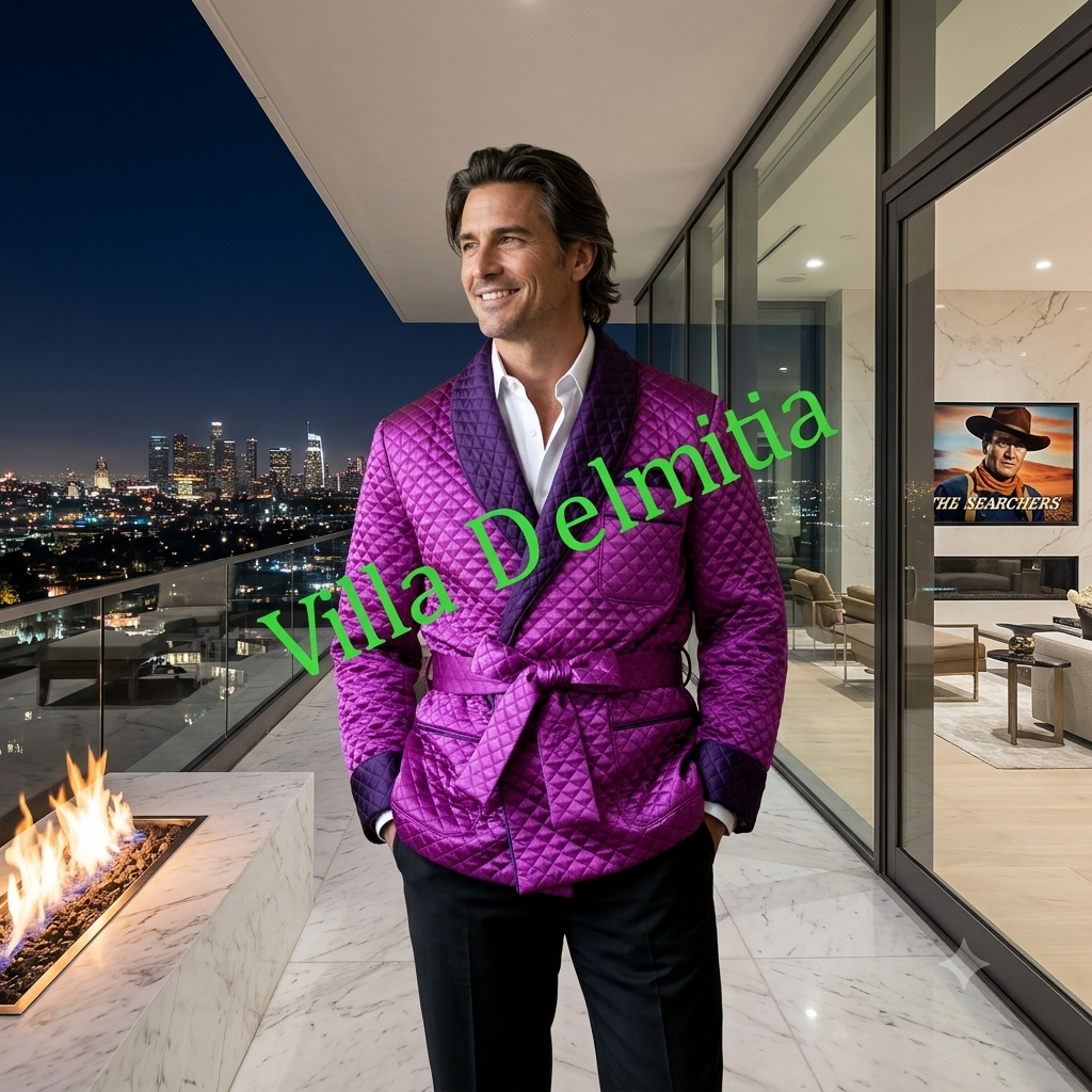 VESTE D'INTERIEUR EN SOIE SATIN MATELASSEE AVEC CONTRASTES EN SOIE SATIN MATELASSEE
