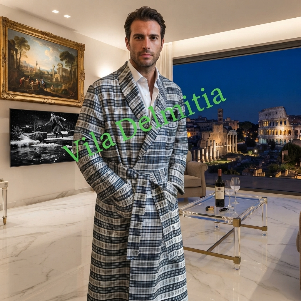 VESTAGLIA CLASSICA DA UOMO 100% SETA JACQUARD CON PROFILO E FODERA BEMBERG ALLE SPALLE