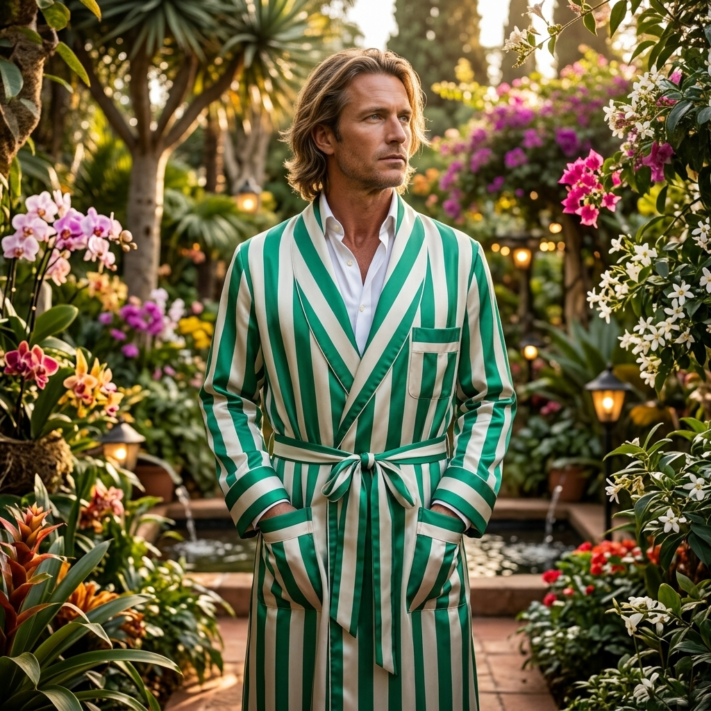 VESTAGLIA CLASSICA UOMO 100% SETA TWILL STAMPATA CON PROFILO