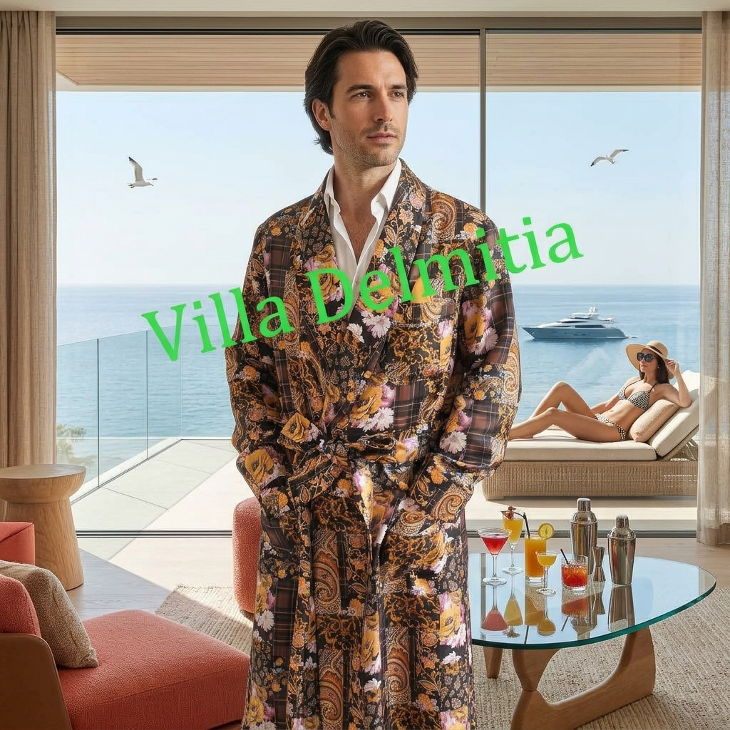 VESTAGLIA CLASSICA UOMO 100% SETA TWILL STAMPATA