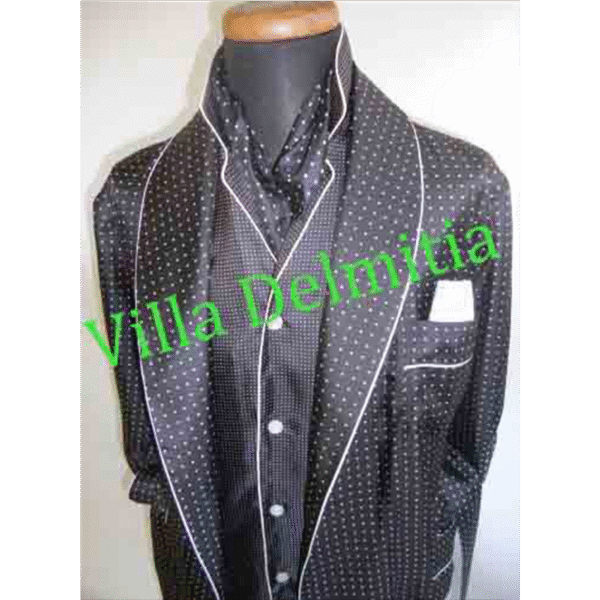 CLASSIC DRESSING GOWN FOR MAN IN 100% PRINTED TWILL SILK WITH PIPING
