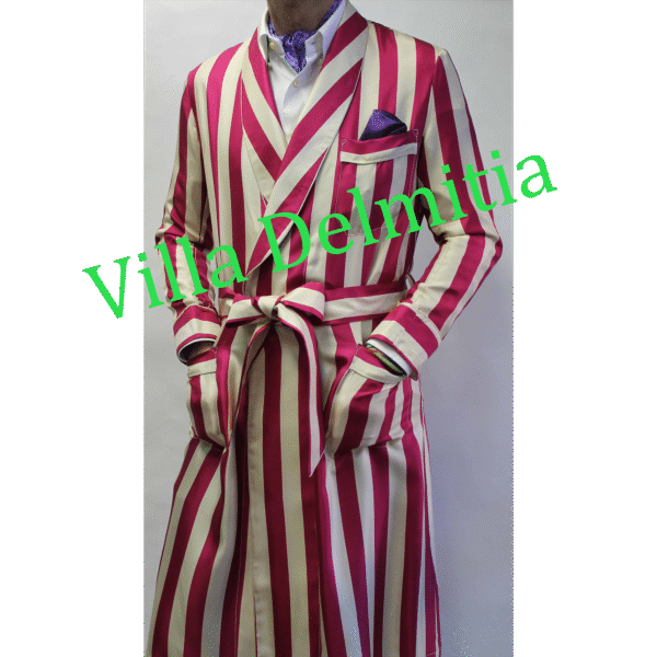 CLASSIC DRESSING GOWN FOR MAN IN 100% PRINTED TWILL SILK WITH PIPING