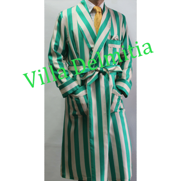 CLASSIC DRESSING GOWN FOR MAN IN 100% PRINTED TWILL SILK WITH PIPING