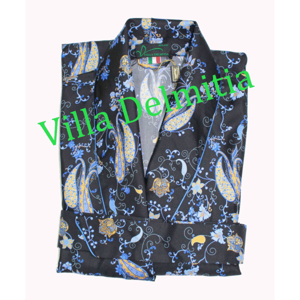 VESTAGLIA CLASSICA UOMO 100% SETA TWILL STAMPATA CON PROFILO IN RASO