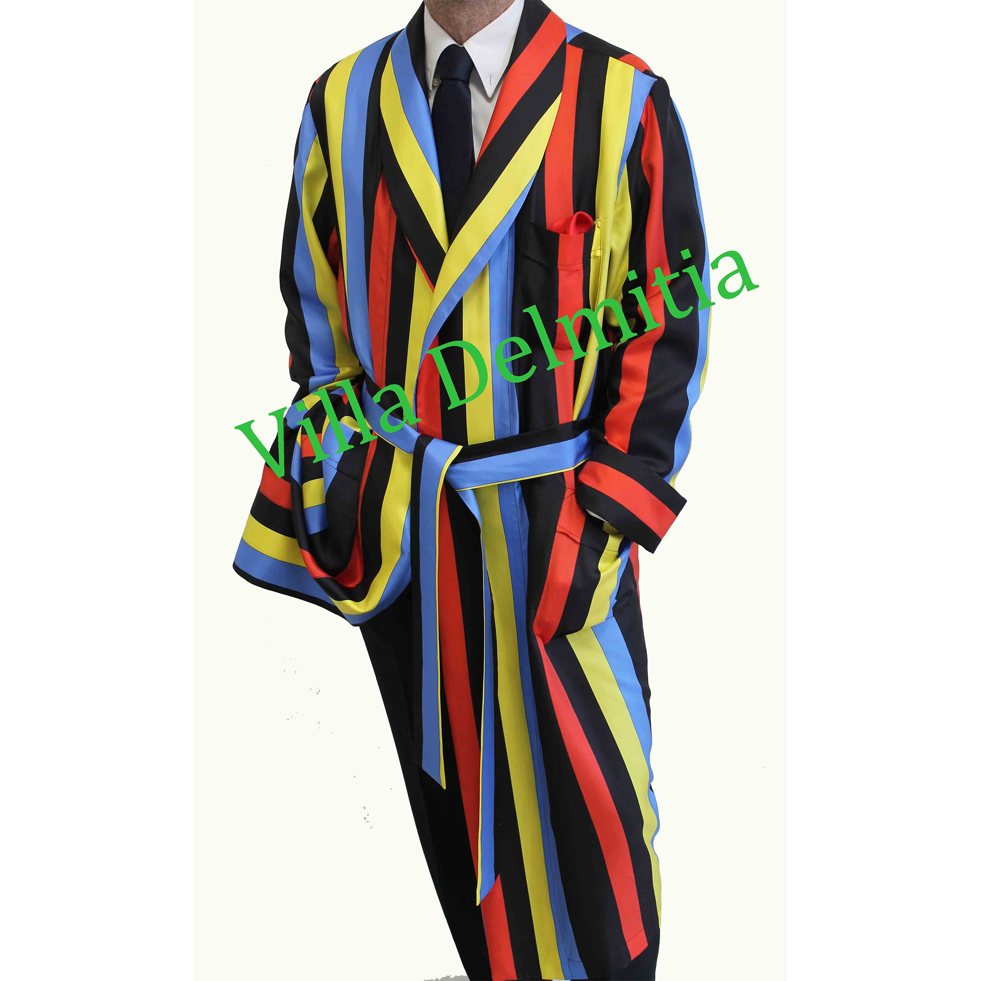 ROBE DE CHAMBRE CLASSIQUE POUR HOMME 100% SOIE TWILL IMPRIMÉE